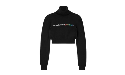 All Roads Cropped Turtleneck Sweater "Black" PWHF024F23KNI002