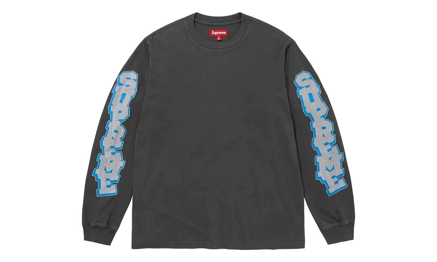 Cracked Sleeve Long Sleeves Top "SS26 - Washed Black" SU27435