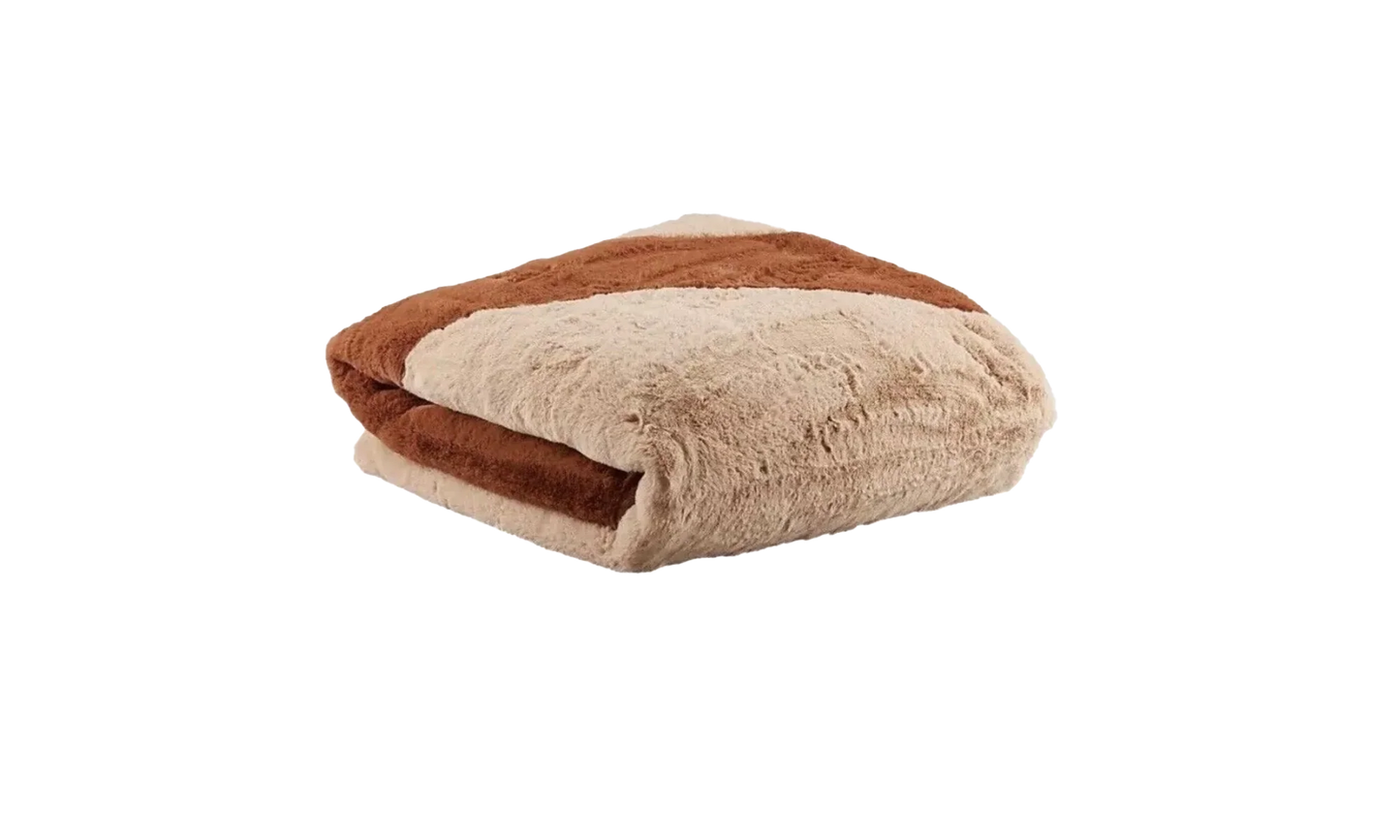 Swoosh Faux Fur Throw Blanket "Beige / Brown" DO3793 200