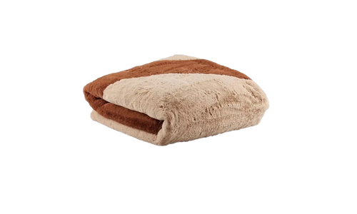 Swoosh Faux Fur Throw Blanket "Beige / Brown" DO3793 200