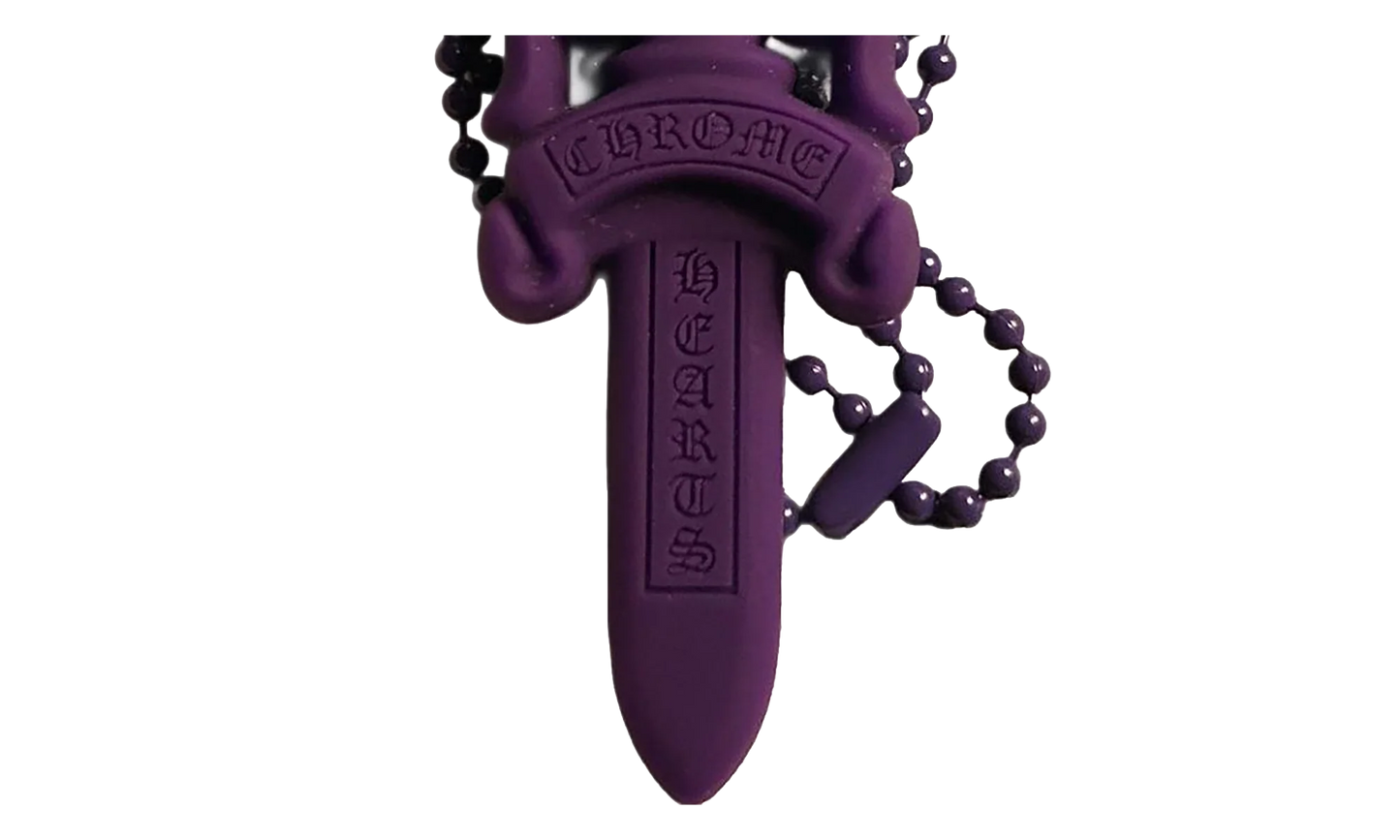 Silicone Dagger Pendant Ball Chain Necklace "Purple" CHRM0888