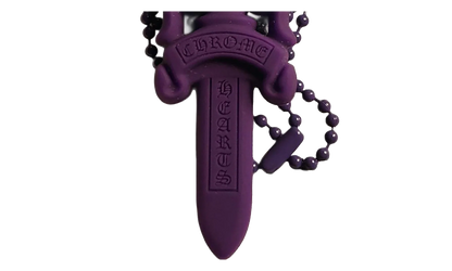 Silicone Dagger Pendant Ball Chain Necklace "Purple" CHRM0888