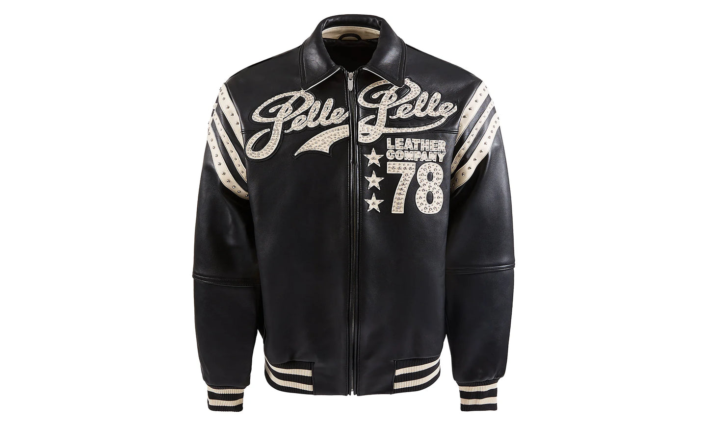 Encrusted Varsity Jacket "Black / Ivory" PP011