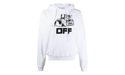 Oversized Fit World Catepillar Print Hoodie "White / Black" OMBB037R21FLE0090110