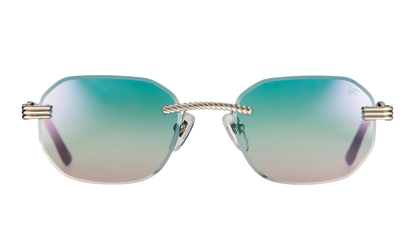 Hustler Rimless Drill Mount 24KT "White Gold / Blue / Pink Multi Flash" DMHU2 0049 44D1