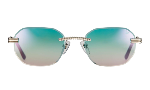 Hustler Rimless Drill Mount 24KT "White Gold / Blue / Pink Multi Flash" DMHU2 0049 44D1