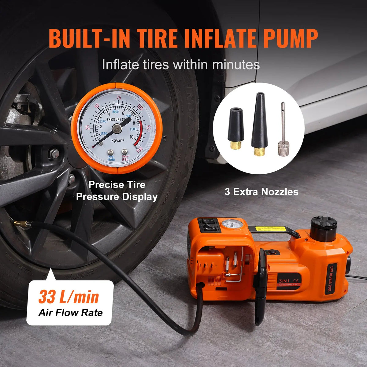 🔥[Hot sale]🔥5 Ton Electric Car Jack Kit with Impact Wrench & Air Pump