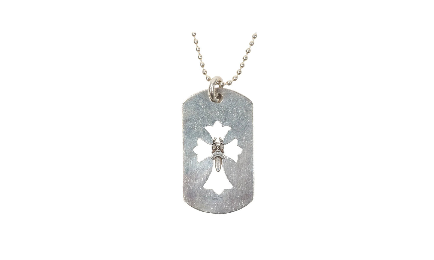 Dagger Dog Tag Pendant & Ball Chain "Silver" CHRM0664