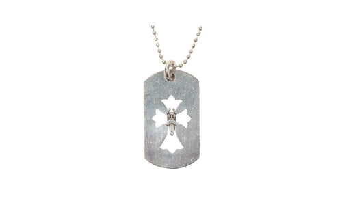 Dagger Dog Tag Pendant & Ball Chain "Silver" CHRM0664