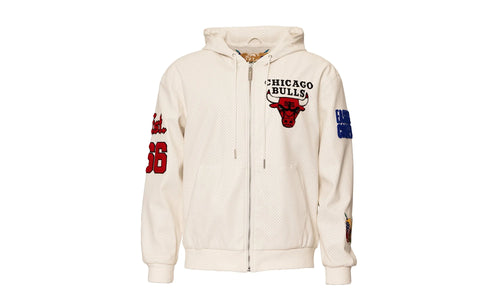Chicago Bulls 1966 Lightweight Vegan Zip-Up Hooded Jacket "White" NBA 147WHTDE BULLS