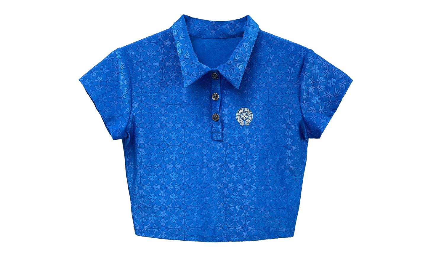 Cross Pattern Polo Tee WMNS "Blue" CHRM0826