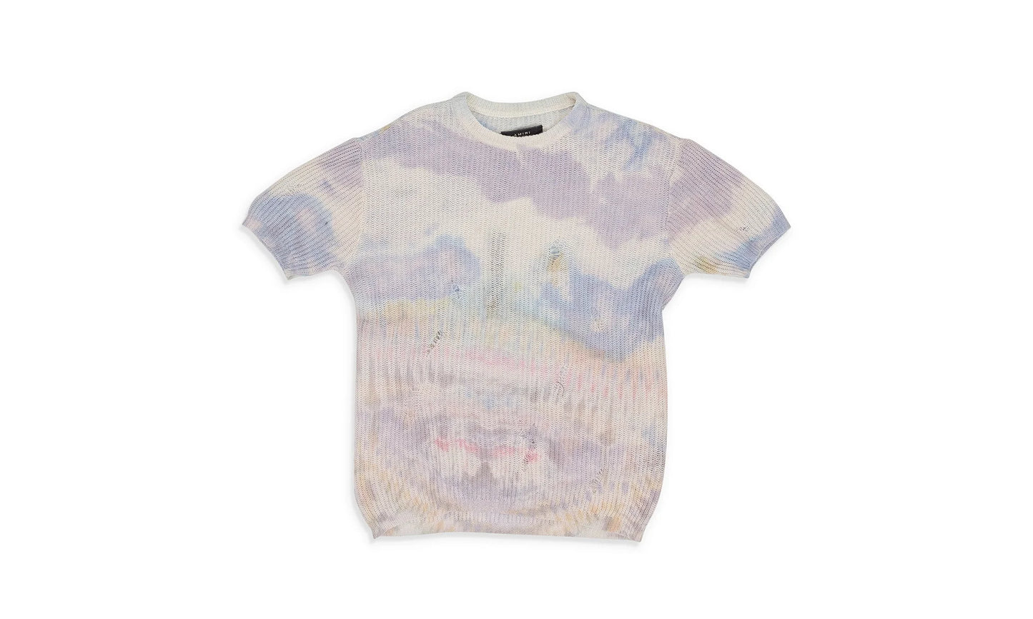 Tie Dye Knit Short Sleeve Shirt "Purple" MULTICOLOR_TIE_DYE_KNIT