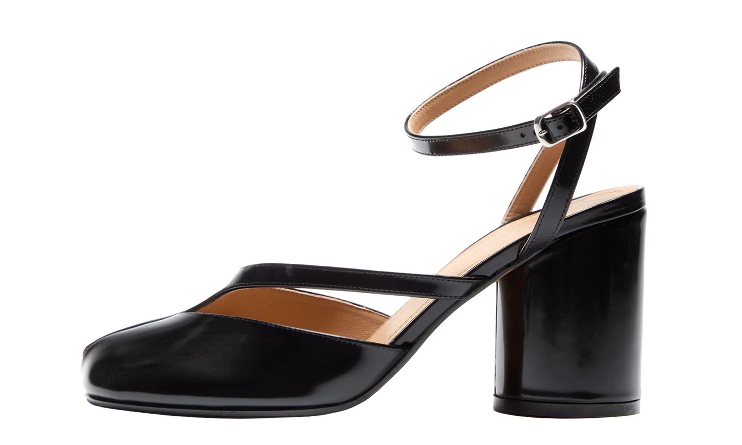 Brushed Leather Tabi Sandal Pump H80 "Black" S58WP0280P8193T8013