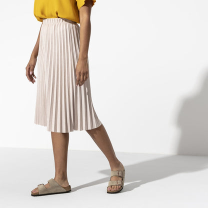 Arizona Suede Leather Soft Footbed Sandal in Taupe