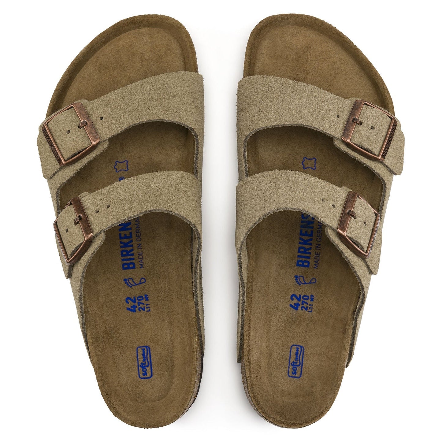 Arizona Suede Leather Soft Footbed Sandal in Taupe