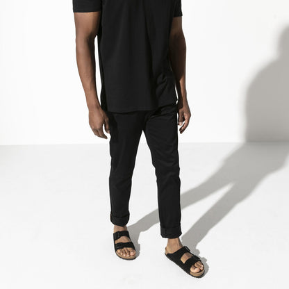 Arizona Suede Leather Soft Footbed Sandal in Black