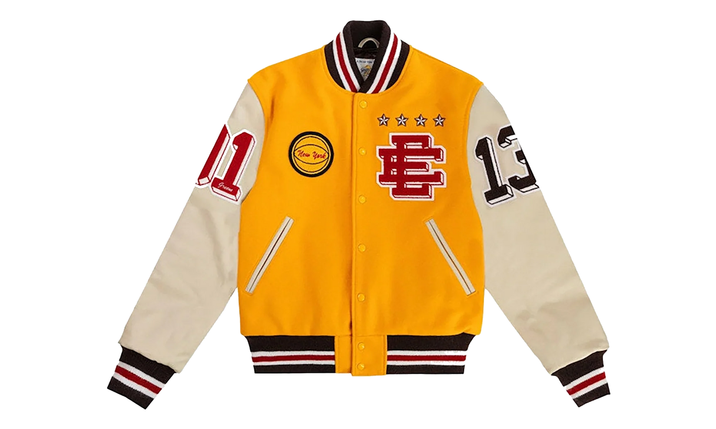 EE VARSITY LETTERMAN WOOL/LEATHER JACKET "Yellow/Red" EE829