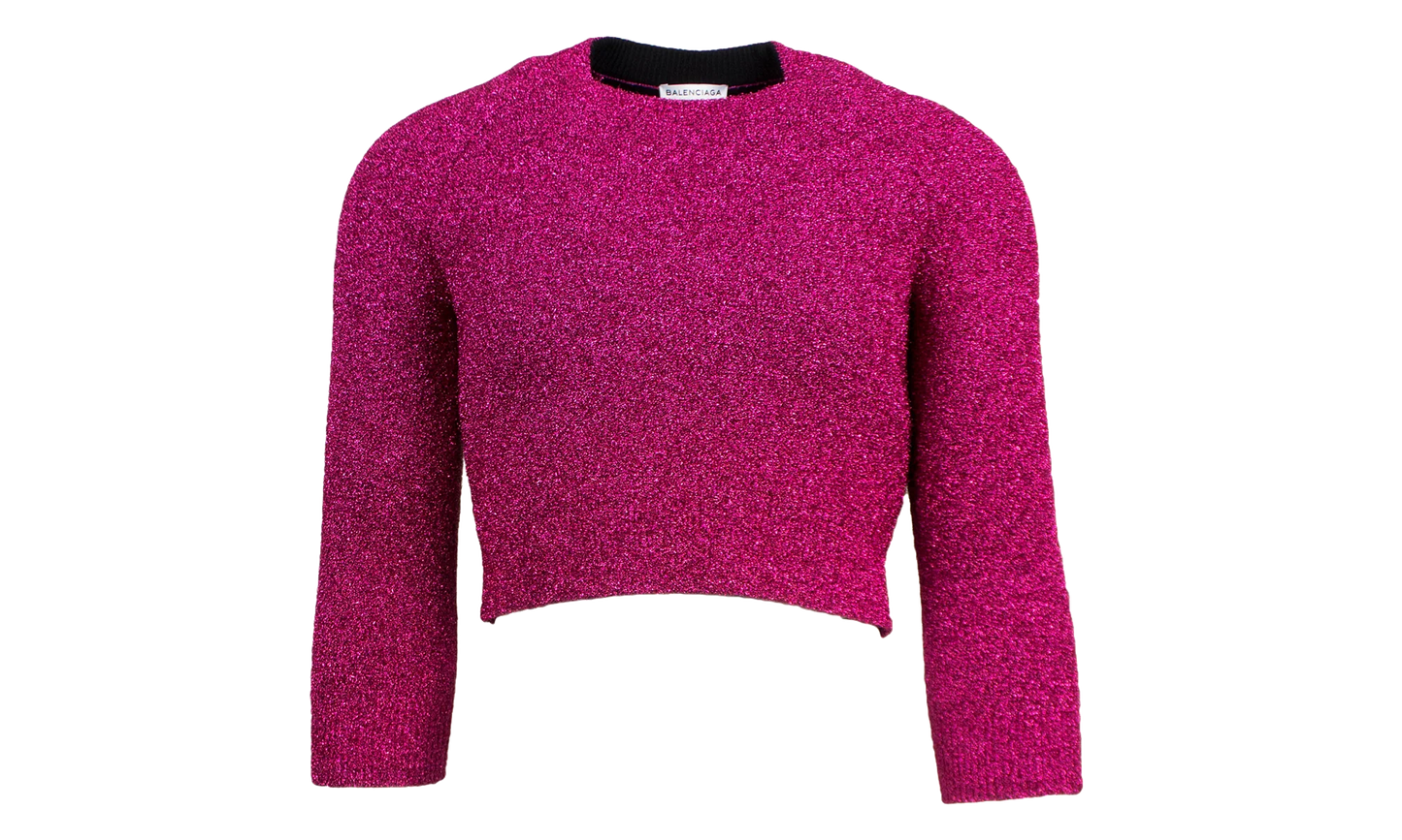 Cropped Crewneck Sweater "Pink Metallic" 482209 T6092 4407