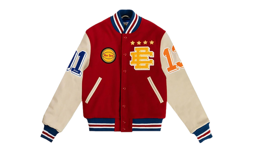 EE VARSITY LETTERMAN WOOL/LEATHER JACKET "Red/Yellow" EE828
