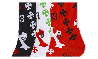 STENCIL SOCKS "Black / Red / White" CHRM0858
