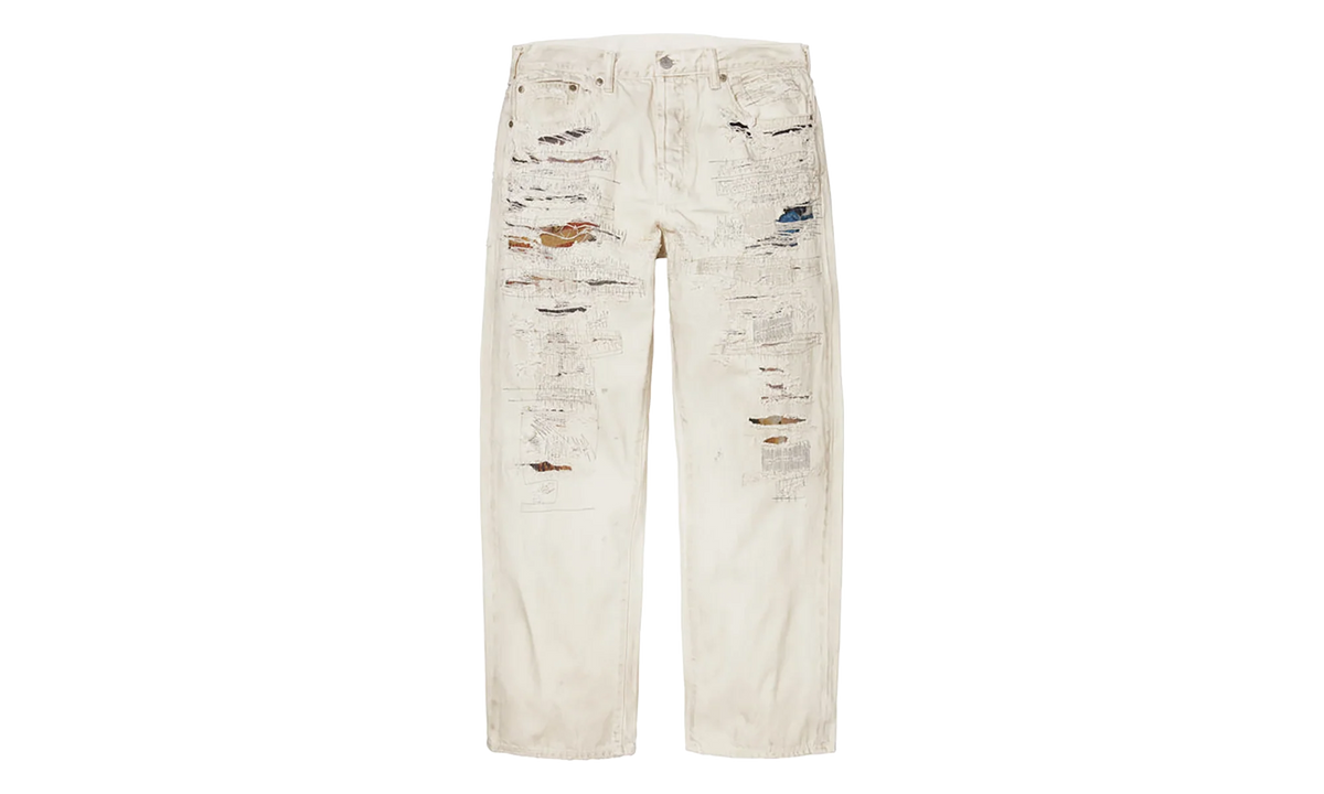 MM6 Maison Margiela Distressed Loose Fit Selvedge Jean "SS26 - Beige" SU27183