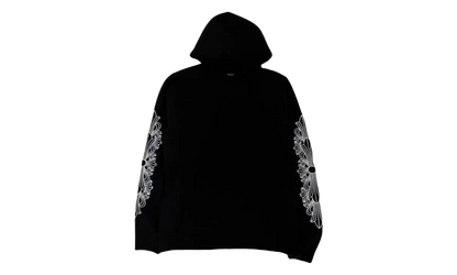 Cashmere Embroidered Floral Sleeve Pullover Hoodie "Black" CHRM1012