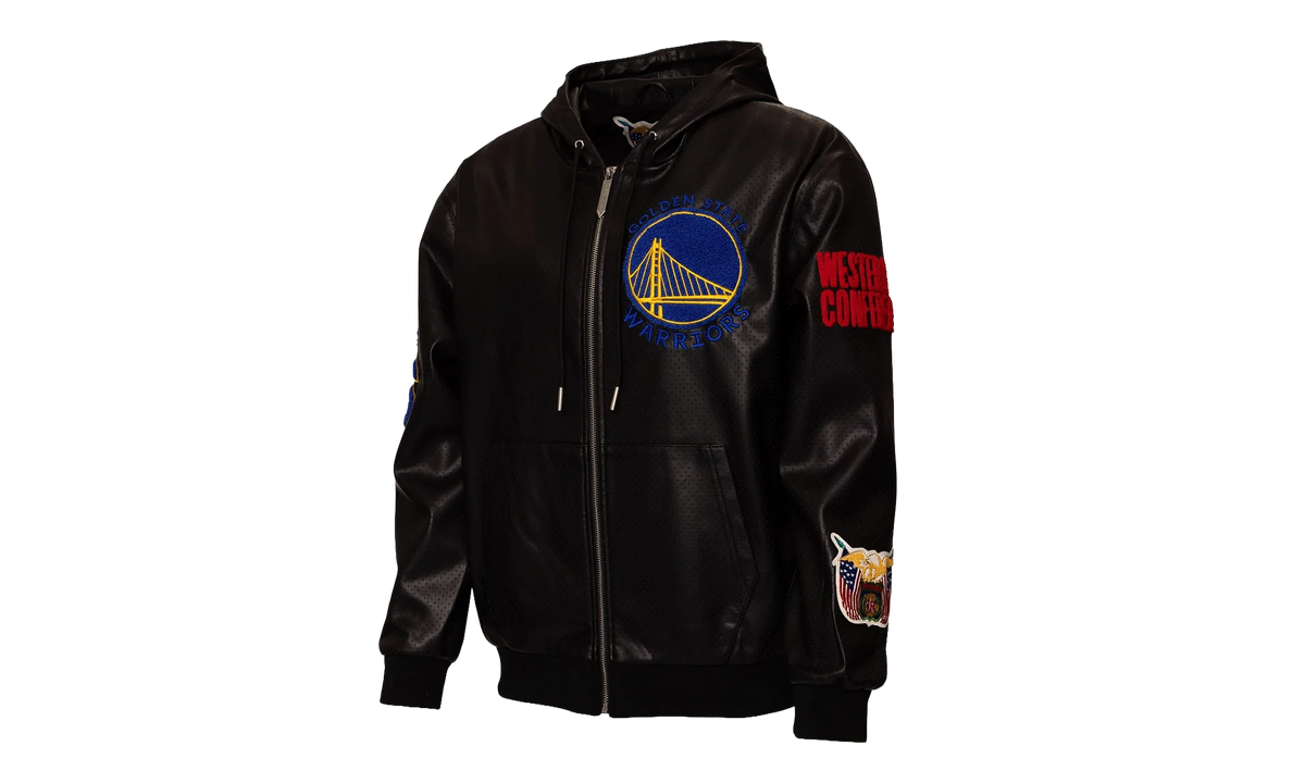 Lightweight Vegan Zip-Up Hooded Jacket "Golden State Warriors 1946" NBA 147BLKDE WAR