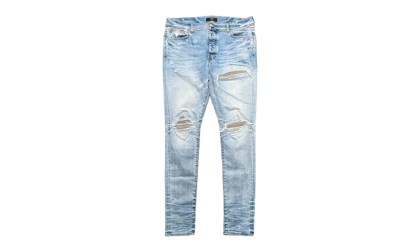 MX1 Grey Suede Patch Jeans "Clay Indigo" AMGSPJCI