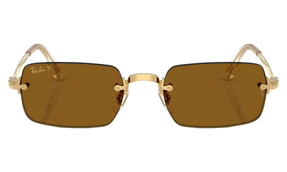 Ray-Ban Rimless "A$AP Rocky - Polished Arista Gold with Dark Brown Polarized Lens" RB3928 001 83
