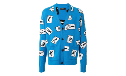 Cards Intarsia Cardigan Sweater "Blue" S0M05108WC BLU