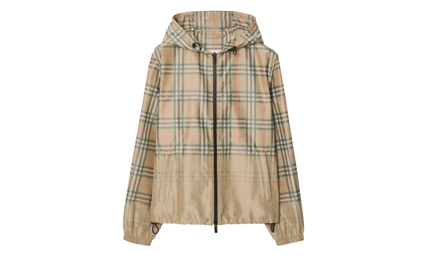 Gradient Check Hooded Jacket "Sand Beige" 8118831