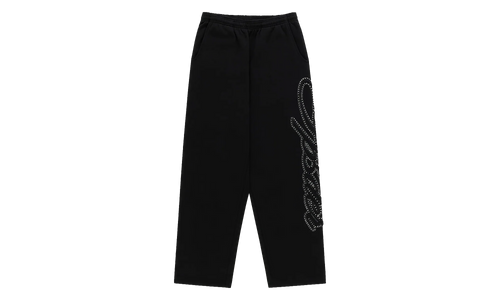 Rhinestone Script Wide Leg Sweatpants "Black" SP5der352