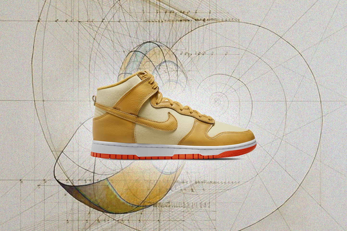 Dunk High Wheat Gold and Safety Orange - Team Gold/Wheat Gold