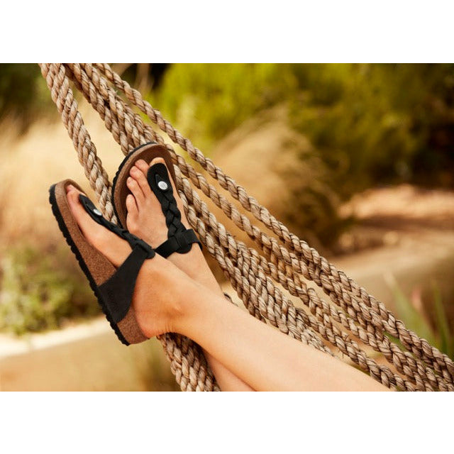 Gizeh Braid Oiled Leather Sandal in Black