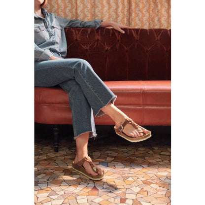 Gizeh Braid Oiled Leather Sandal in Cognac