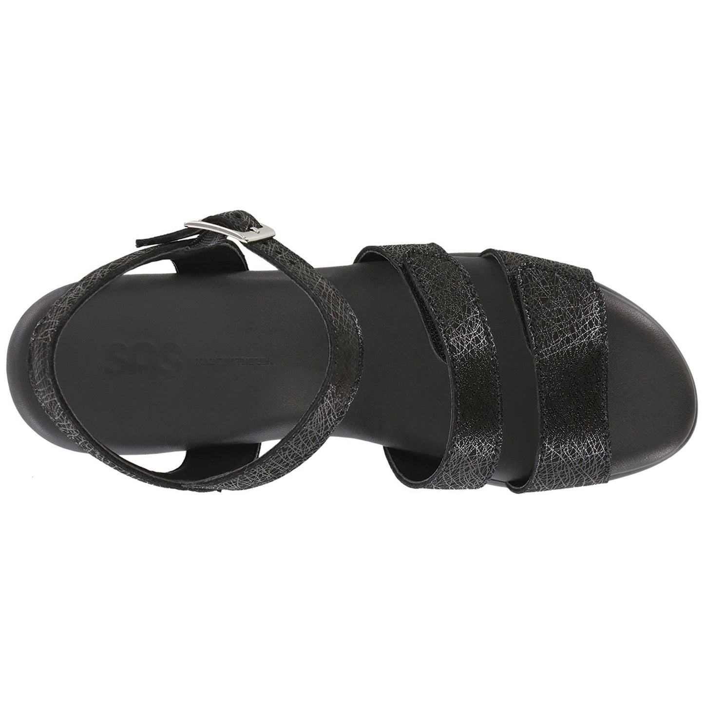Women's Savanna Heel Strap Sandal in Web Black