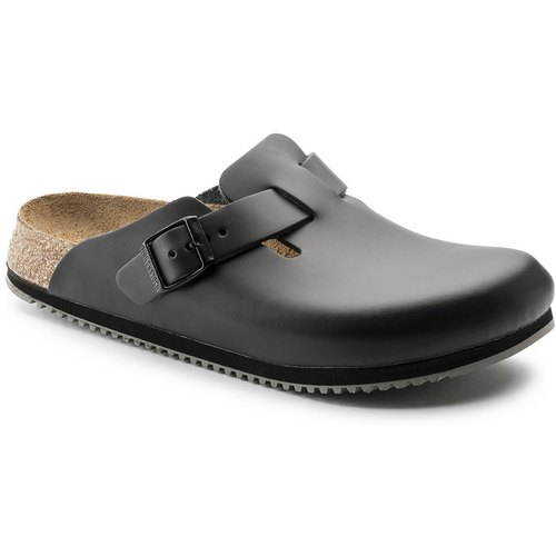 Boston Leather Super Grip Classic Footbed Clog in Black