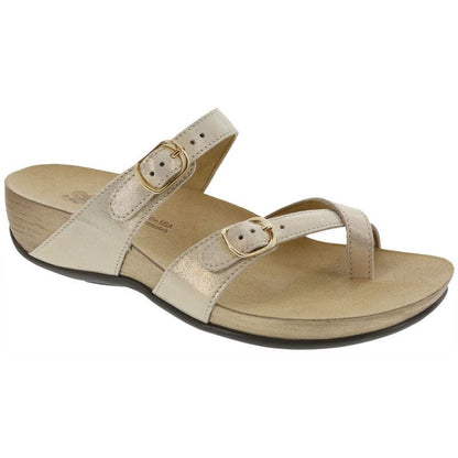 Women's Shelly Toe Loop Slide Sandal in Soft Gold