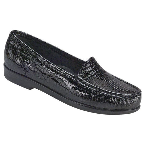 Women's Simplify Slip-On Loafer in Black Croc Wide