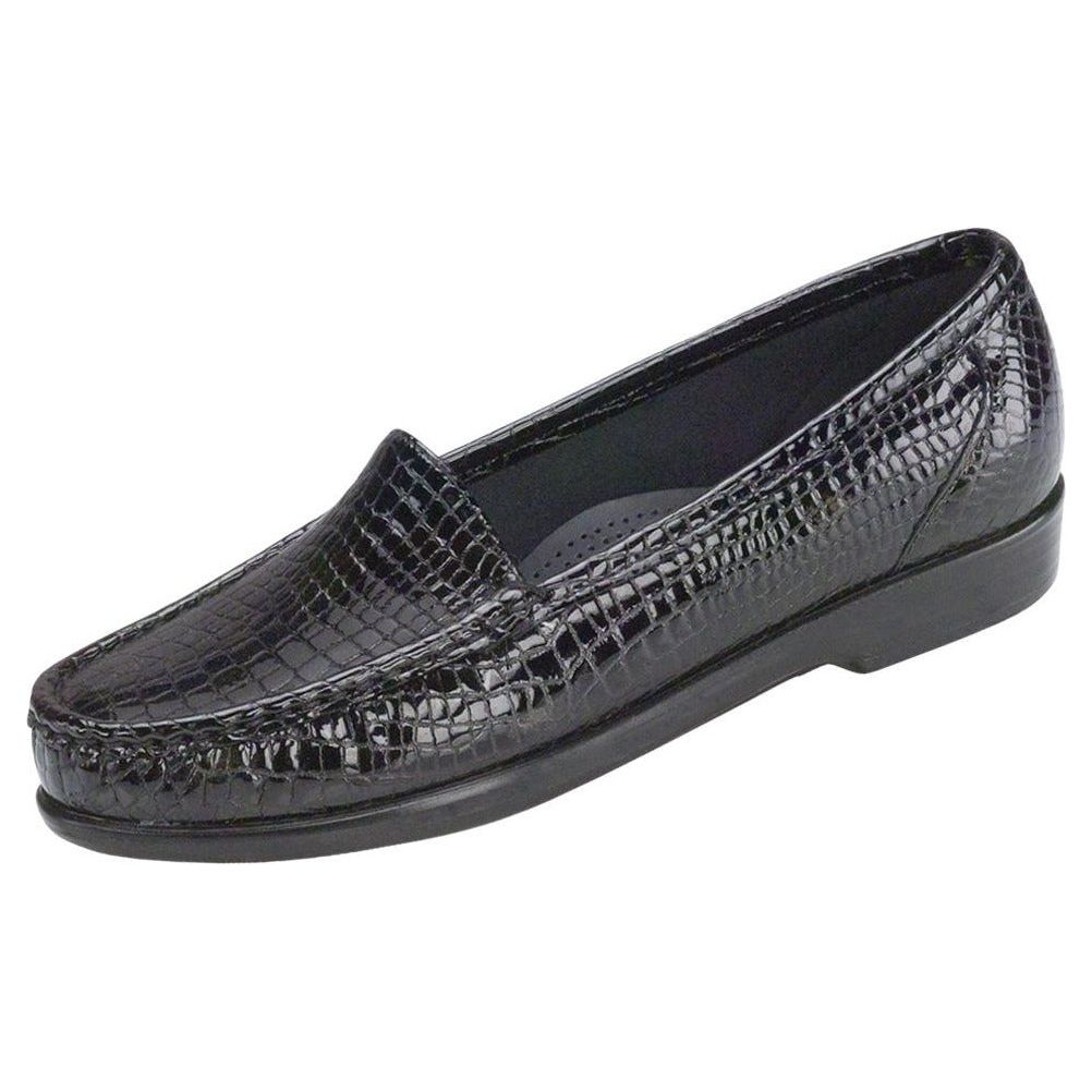 Women's Simplify Slip-On Loafer in Black Croc Wide