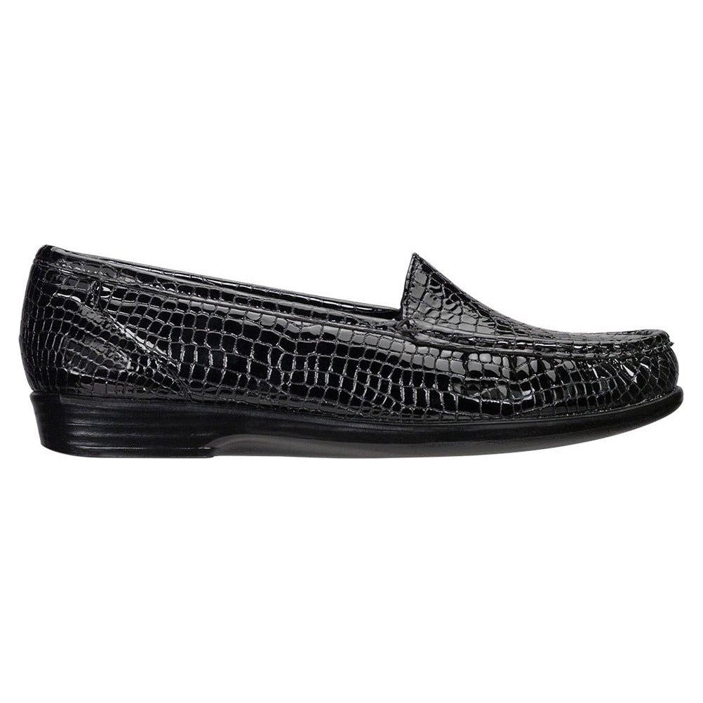 Women's Simplify Slip-On Loafer in Black Croc Wide