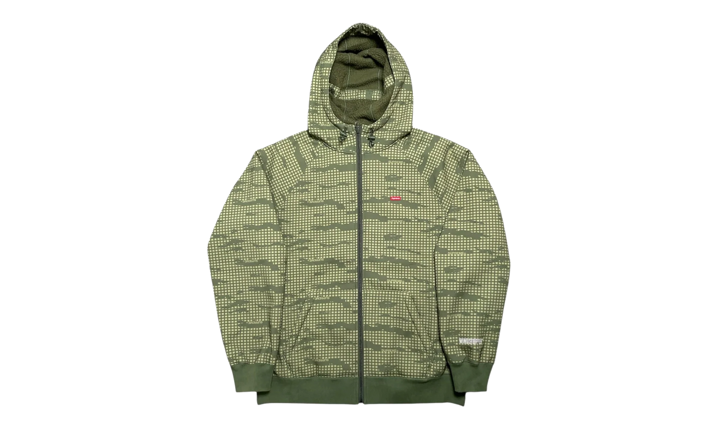 WINDSTOPPER Zip Up Hooded Sweatshirt "FW21 - Olive Grid Camo" SU27131