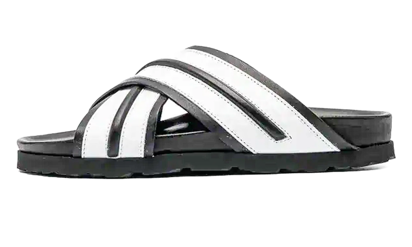 Criss-Cross Slip-On Sandals "Black/White" 231695M234013