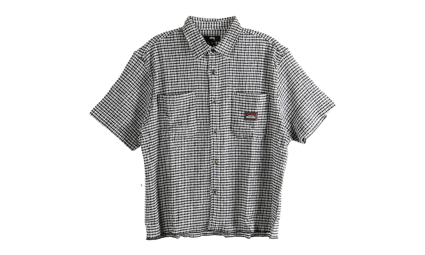 Crinkled Check Short Sleeve Shirt "BLACK" 1110371 BLAC