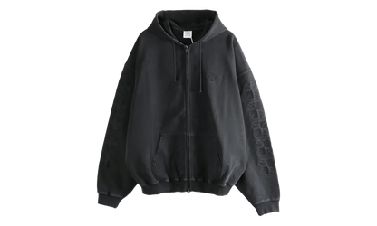Embroidered Biker Cross Sleeves Zip Up Hoodie "Black" ME76ZU169B BLAC