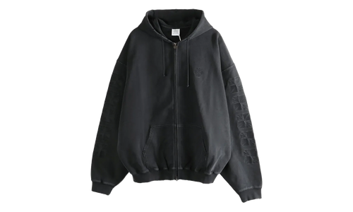 Embroidered Biker Cross Sleeves Zip Up Hoodie "Black" ME76ZU169B BLAC
