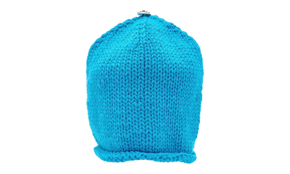 Leather Cross Patch Cashmere Knit Beanie "Blue / Purple" CHRM1132