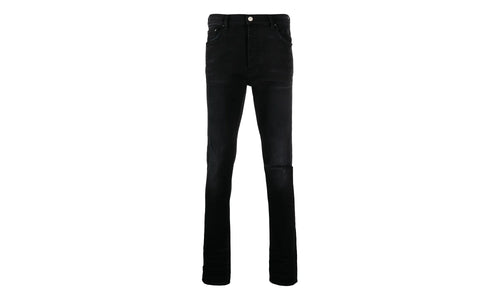 Slit Knee Cotton Denim Jeans "Antique Black" MDS003 003
