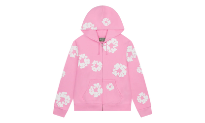 The Cotton Wreath Zip Hooded Sweatshirt "Pink" DT330