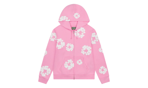 The Cotton Wreath Zip Hooded Sweatshirt "Pink" DT330
